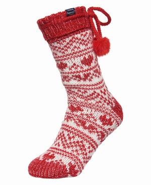 Superdry Heart Fairisle Socks Női Cipő MélyPiros | LWHTM6705